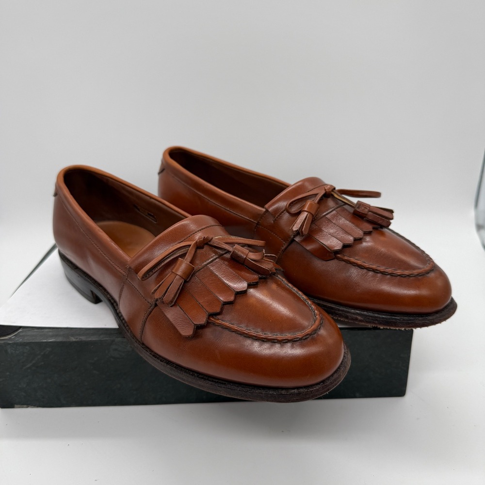 Allen Edmonds Chelsea Mens 7 D Brown Leather Kiltie Tassel Loafers Vintage USA